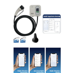 Hims 22kW Tip 2 Soketli Kablolu Beyaz Smart Elektrikli Araç Şarj İstasyonu
