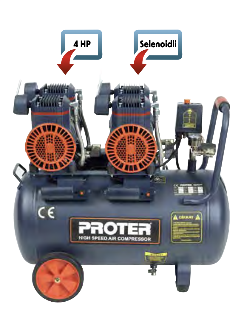 Proter PR54HZ Hızlı-Yağsız Hava Kompresörü 50 Lt - 4 Hp