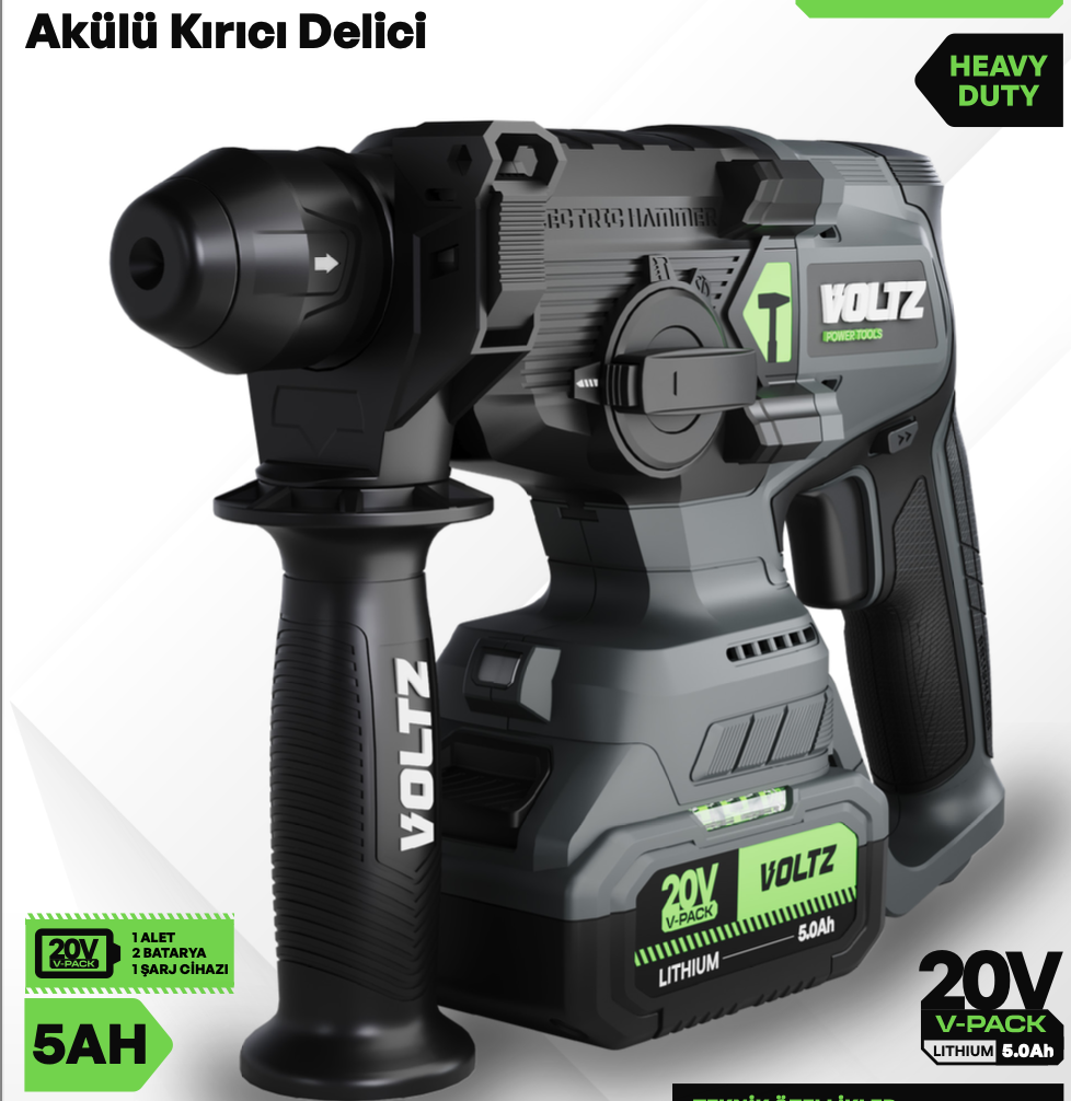 Voltz VZHD-20 Akülü Kırıcı Delici Matkap 20V 5.0 Ah