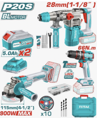 Total TOSLI241183E 3'lü Set Akülü Kırıcı Delici + Taşlama + Vidalama Makinesi