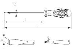 İzeltaş 4300 Düz Uçlu Tornavida Opak Seri 6x150mm