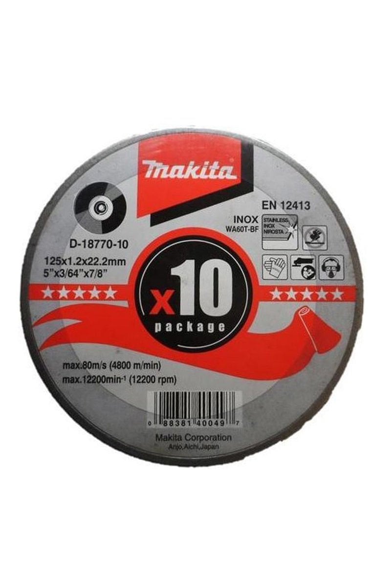 MAKİTA 10 LU İNOX KESME SETİ 125x1.2 mm Düz Flex