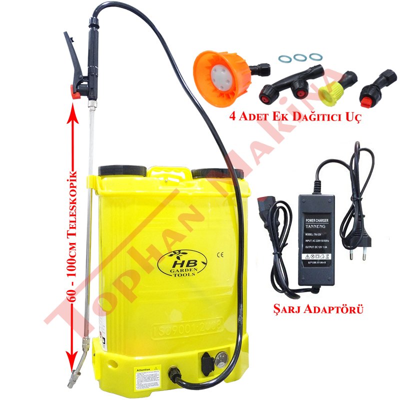 HB İlaçlama Pompası Şarjlı 16 Litre Sırt Tipi Sarı