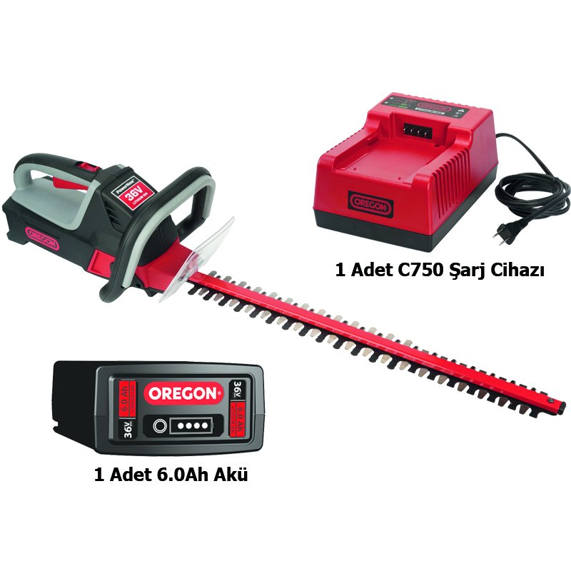 Oregon HT255 Şarjlı Çit Biçme Makinası 6.0Ah + C750