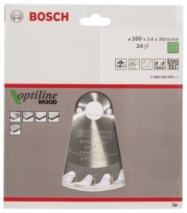 Bosch - Optiline Serisi Ahşap için Daire Testere Bıçağı 160*20/16 mm 24 Diş