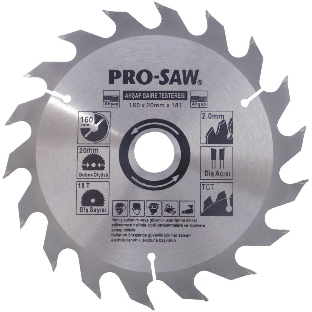 ProSaw PS51207 Ahşap Daire Testere Bıçağı 160x20mm 18Diş - Sunta