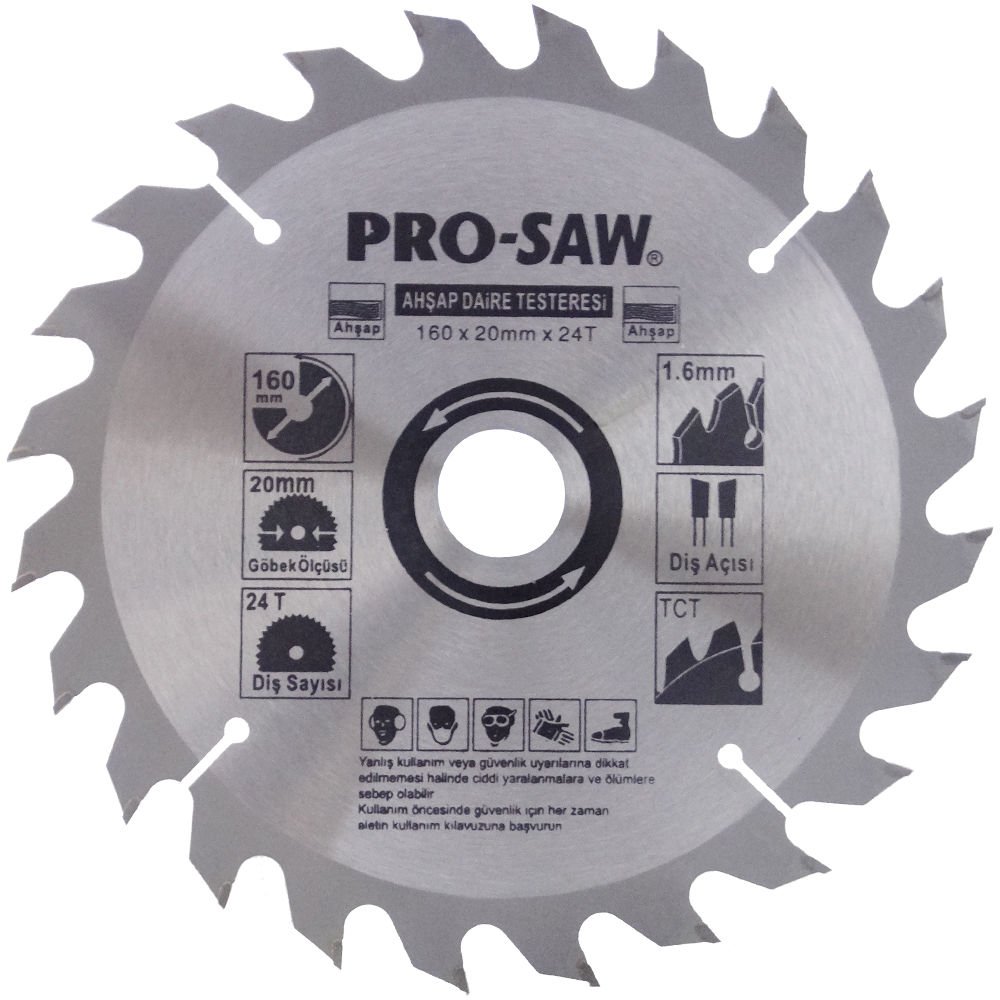 ProSaw PS51209 Ahşap Daire Testere Bıçağı 160x20mm 24Diş - Sunta