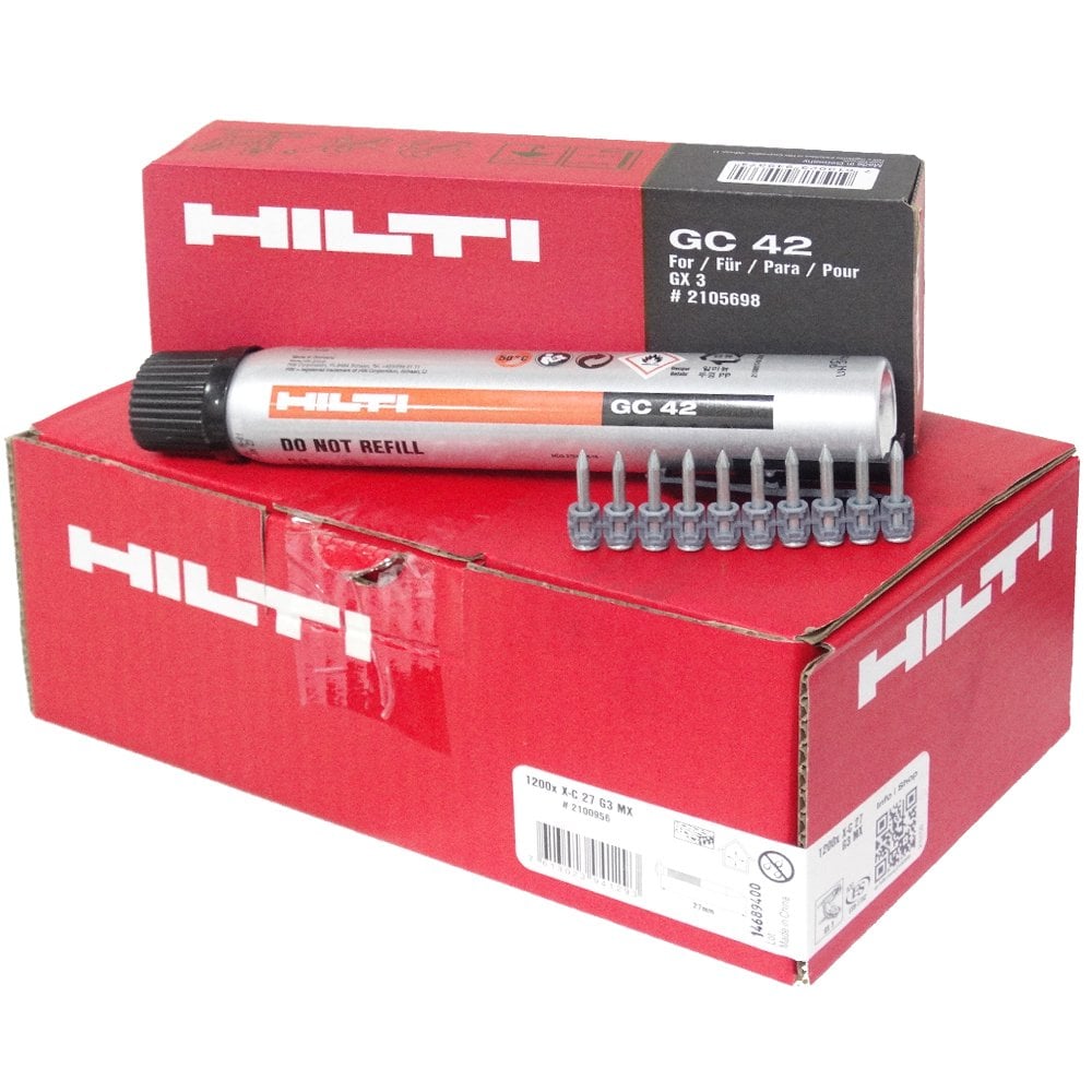 Hilti X-C 27 G3 MX Beton Çivisi 1200 Adet - GC 42 Makina Gazı 1 Adet