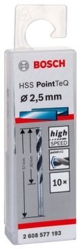 Bosch HSS PointTeQ Matkap Uç Metal 2.5x30x57mm 10 Parça
