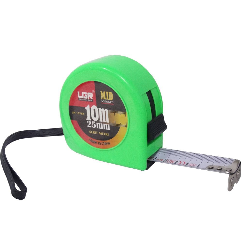 UGR JH-1078X Şerit Metre Mıknatıslı 10 Metre 25mm Yeşil