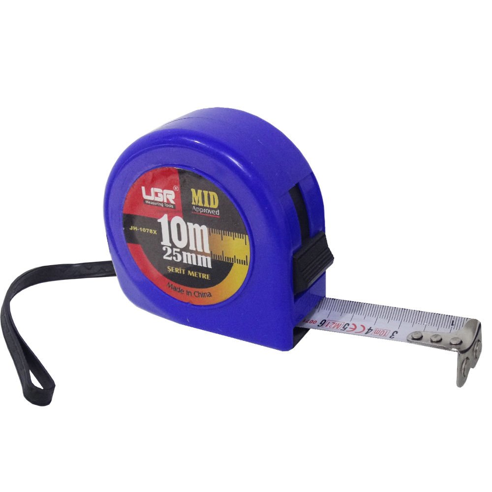 UGR JH-1078X Şerit Metre Mıknatıslı 10 Metre 25mm Mavi