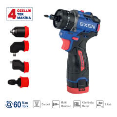 EXEN EN 162 Multi Kömürsüz Darbeli Şarjlı Matkap 16V 2.0 Ah 60 N.m