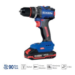 EXEN EN 292 DS Kömürsüz Darbeli Şarjlı Matkap 21V 2.0 Ah 90 N.m
