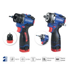 EXEN EN 212 SET Şarjlı Matkap Ve Somun Sökme 2'li Set 16V 2.0 Ah