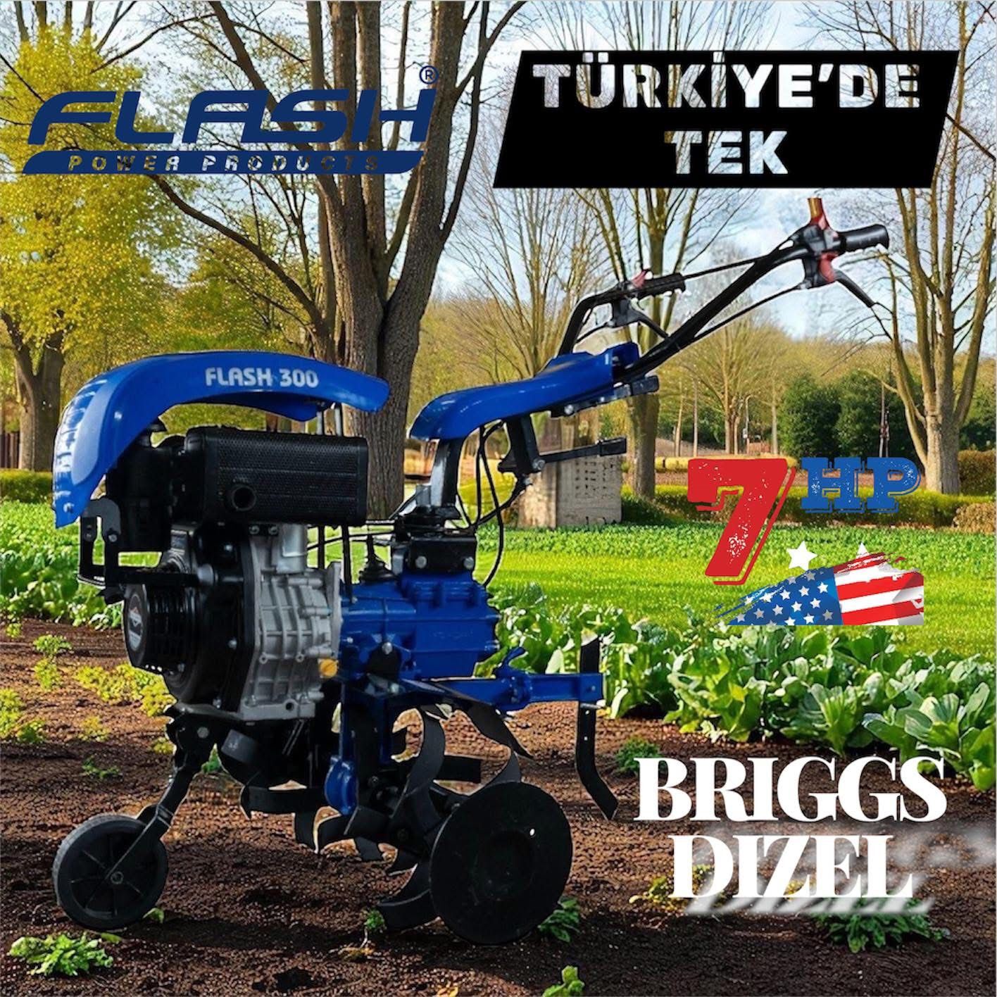 Flash 300 Çapa Makinası Brıgs stratton  7Hp Dizel 3+1 Şanzumanlı