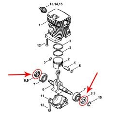 Stihl 9638-003-1581 Yağ Keçesi 15x25x5 - Stihl GS461, MS170, MS180, MS210, MS230, MS250