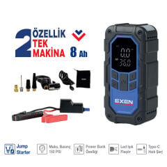 EXEN ENC 155 JS Şarjlı Lastik Şişirme & Jump Starter 14.8V 2Ah 150 PSI