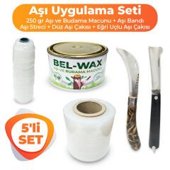 ZARGANA 5'li Ağaç Aşılama Seti Aşı Uygulama Seti Aşı Macunu, Aşı Bandı, Eğri ve Düz Uçlu Aşı Çakısı