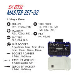 EXEN EX 8032 Master Set-32 Parça Bits Uç Seti