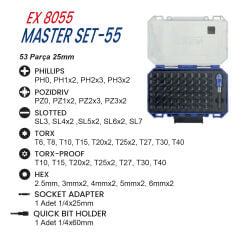 EXEN EX 8055 Master Set-55 Parça Bits Uç Seti