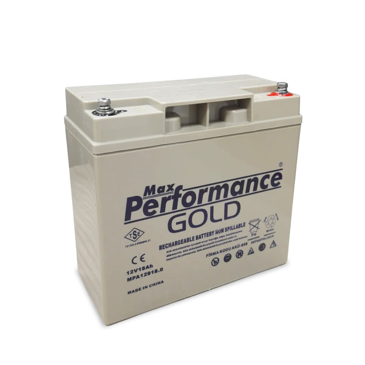 Max Performance Gold 12V 18.Ah Bakımsız Kuru Akü