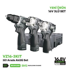 VOLTZ VZ16-3KIT Akülü Somun Sökme, Matkap Ve Vidalama 3ü1 Arada Set