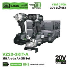 VOLTZ VZ20-3KIT-A Akülü Matkap, Taşlama Ve Somun Sökme 3ü1 Arada Set