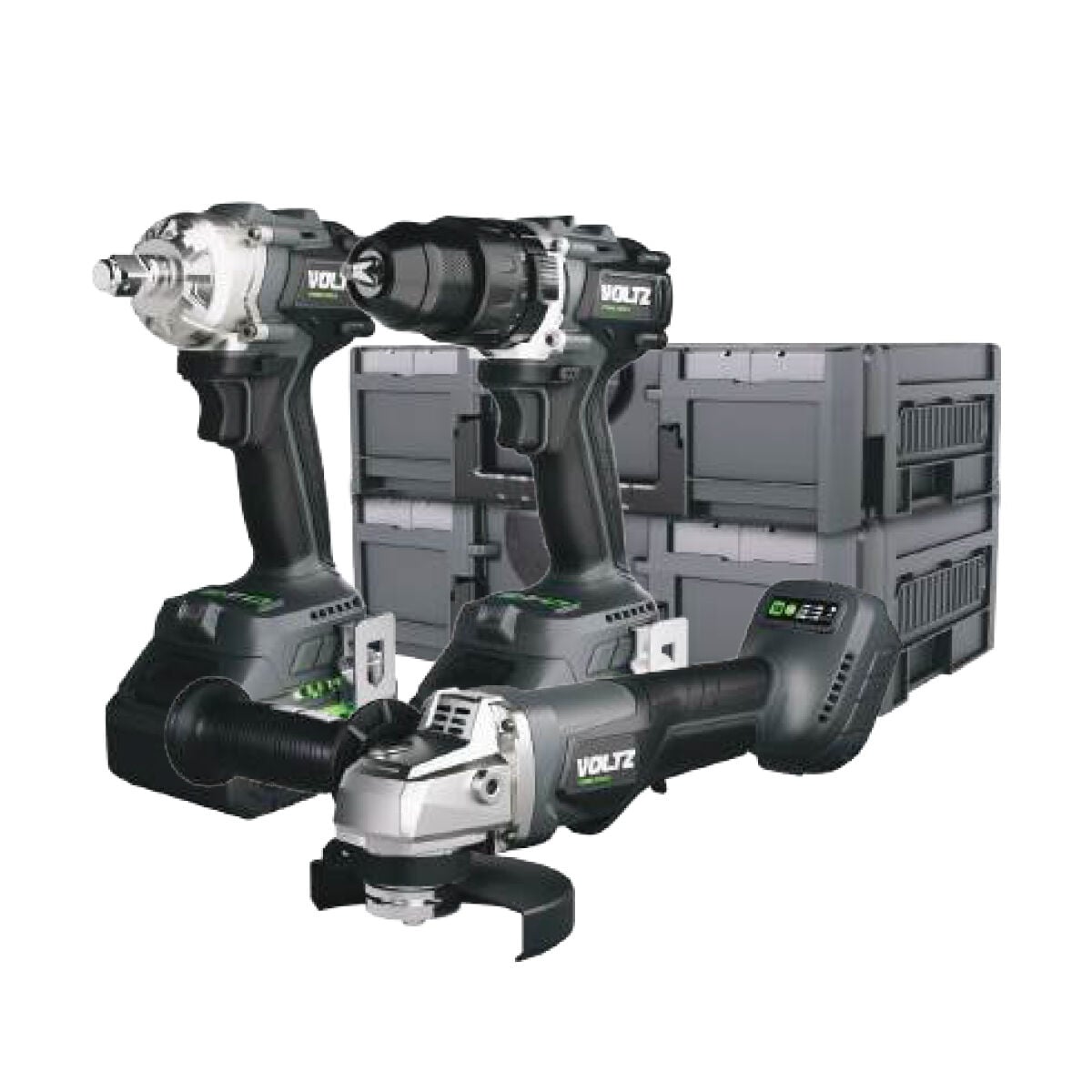 VOLTZ VZ20-3KIT-A Akülü Matkap, Taşlama Ve Somun Sökme 3ü1 Arada Set