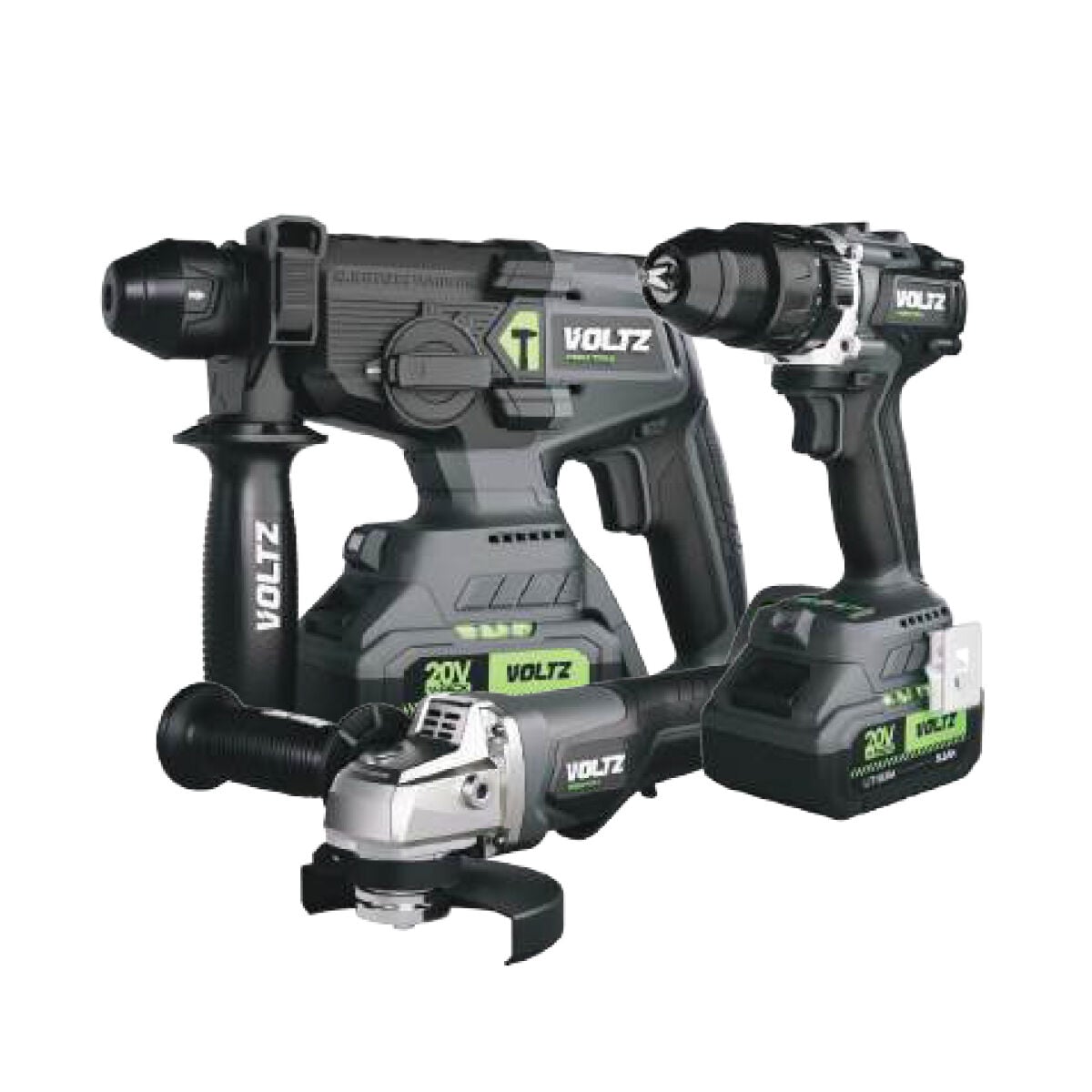 VOLTZ VZ20-3KIT-B Akülü Darbeli Matkap, Taşlama Ve Kırıcı Delici 3ü1 Arada Set