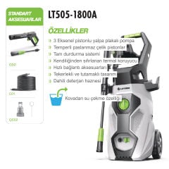 LUTIAN LT505-1800A Basınçlı Yıkama Makinesi 1800W 150Bar