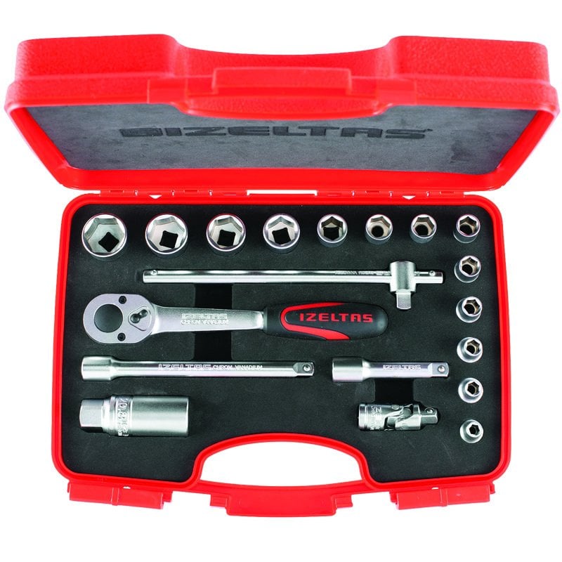 İzeltaş 1110 Altı Köşe Lokma Anahtar Takımı 19 Parça 3/8''