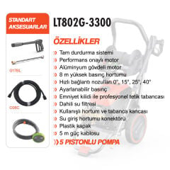 LUTIAN LT802G-3300 Basınçlı Yıkama Makinesi 3300W 200Bar