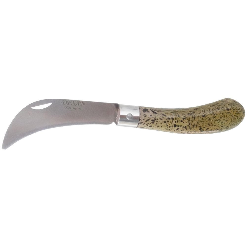Desan Aşı Bıçağı Eğri Ağız Ahşap Sap 19cm - Denizli
