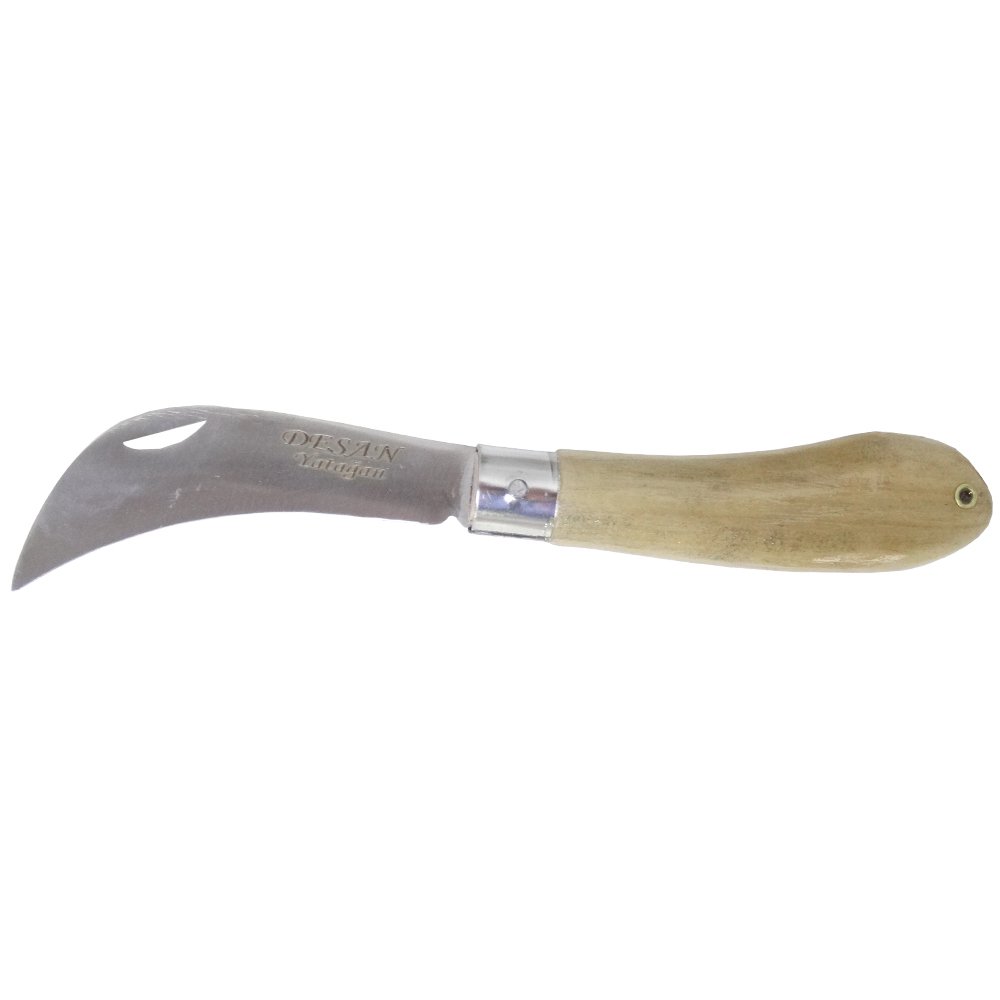Desan Aşı Bıçağı Eğri Ağız Ahşap Sap 19.5cm - Denizli