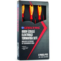 İzeltaş 4140 Tornavida Seti 1000V İzoleli Elektrikçi 6 Parça