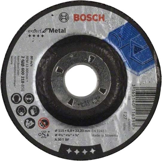 Bosch - 115*6,0 mm Expert Serisi Bombeli Metal Taşlama Diski (Taş)