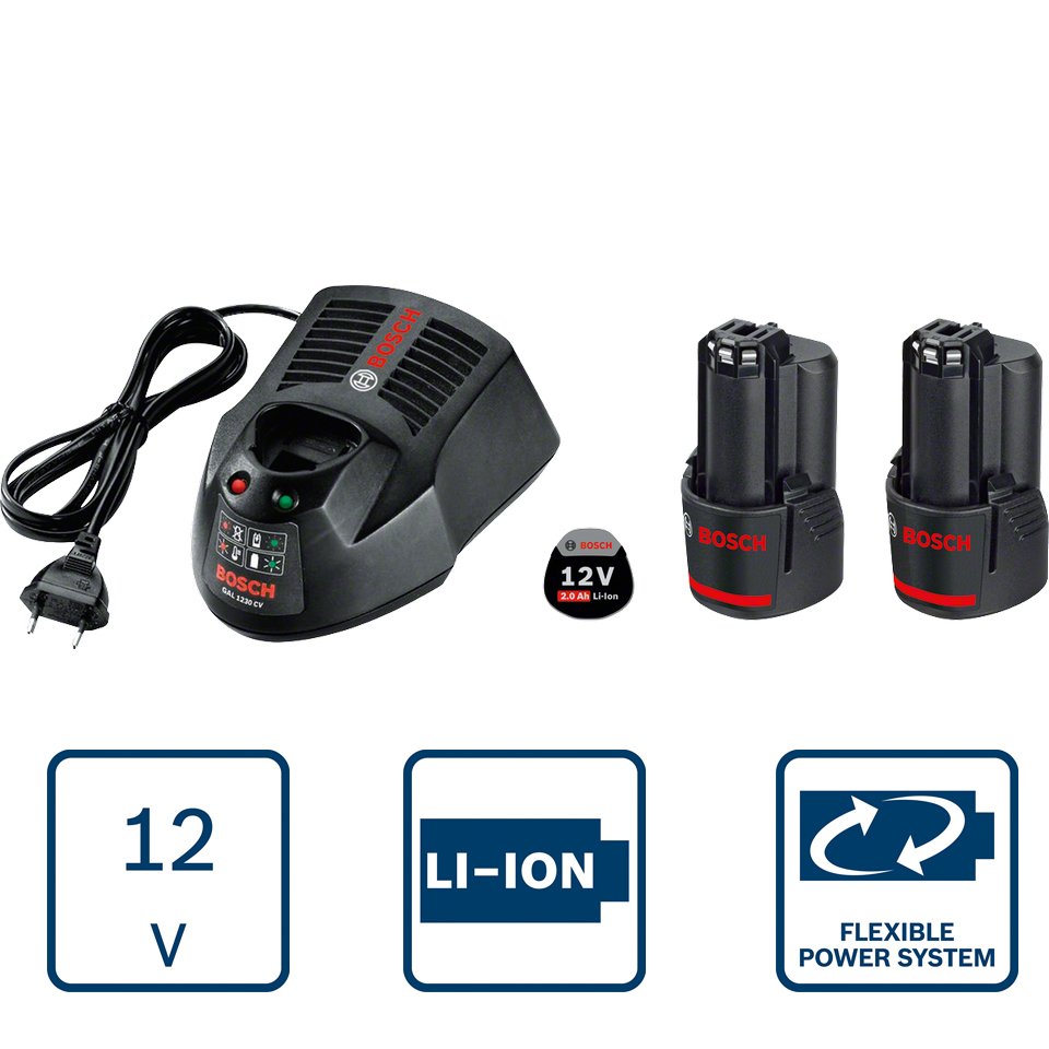 Bosch 12V Başlangıç Seti GAL 1230 CV + 2x GBA 12V 2.0Ah