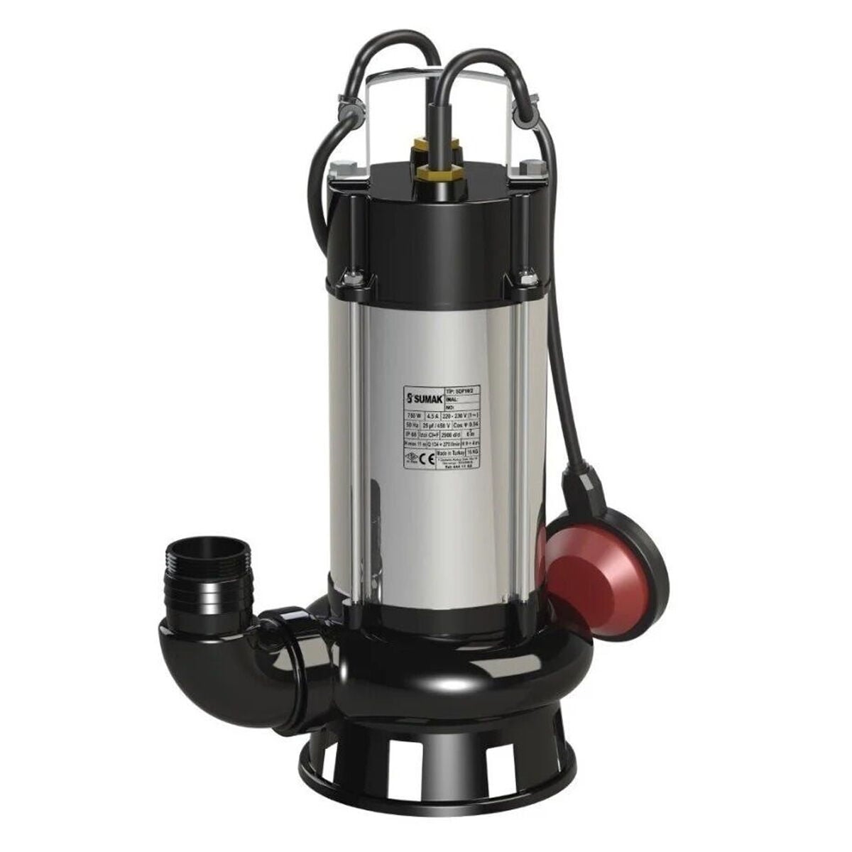 SUMAK SDF18/2 Paslanmaz Gövdeli Foseptik Dalgıç Pompa Monofaze 1,8 Hp
