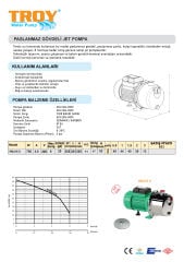 TROY HMJ15 X Paslanmaz Gövdeli Jet Pompa 750W - %100 Bakır Sargı