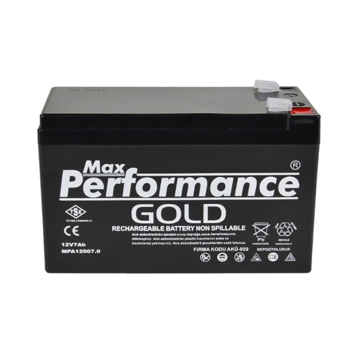 Max Performance Gold 12V 7.0 Ah Bakımsız Kuru Akü