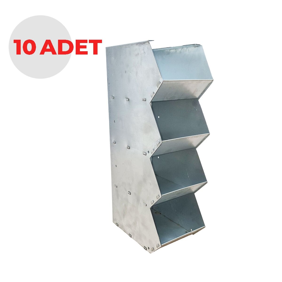 ZARGANA 10 Adet 4 Gözlü Modüler Galvanizli Metal Avadanlık Seti - Ekonomik Paket