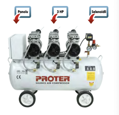 Proter PR103S Sessiz-Yağsız Hava Kompresörü 100 Lt - 3 Hp