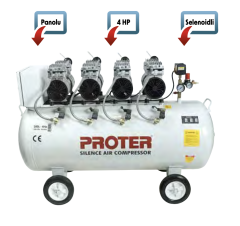 Proter PR204S Sessiz-Yağsız Hava Kompresörü 200 Lt - 4 Hp
