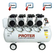 Proter PR226S Sessiz-Yağsız Hava Kompresörü 220 Lt - 6 Hp