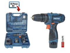 Proter  PS352 Kit Şarjlı Vidalama 52 Parça Set
